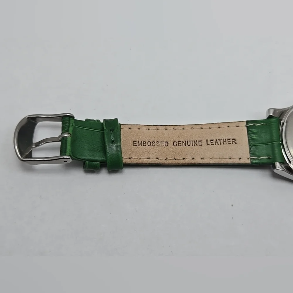 Womens Timex Easy Reader Watch Silver Tone Green Croco Dress Classic New Battery